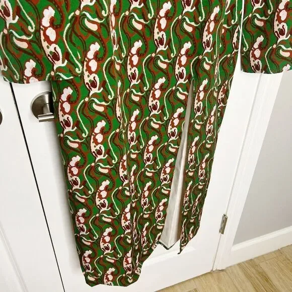 NWT Blogger Fav ZARA Retro PRINTED MIDI DRESS GREEN Sz M - Picture 11 of 12